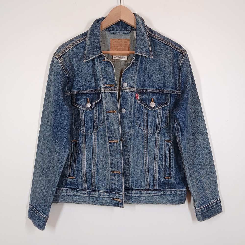 Levi's Premium Denim Jacket Women Small Blue Cotton Classic Western Button Front